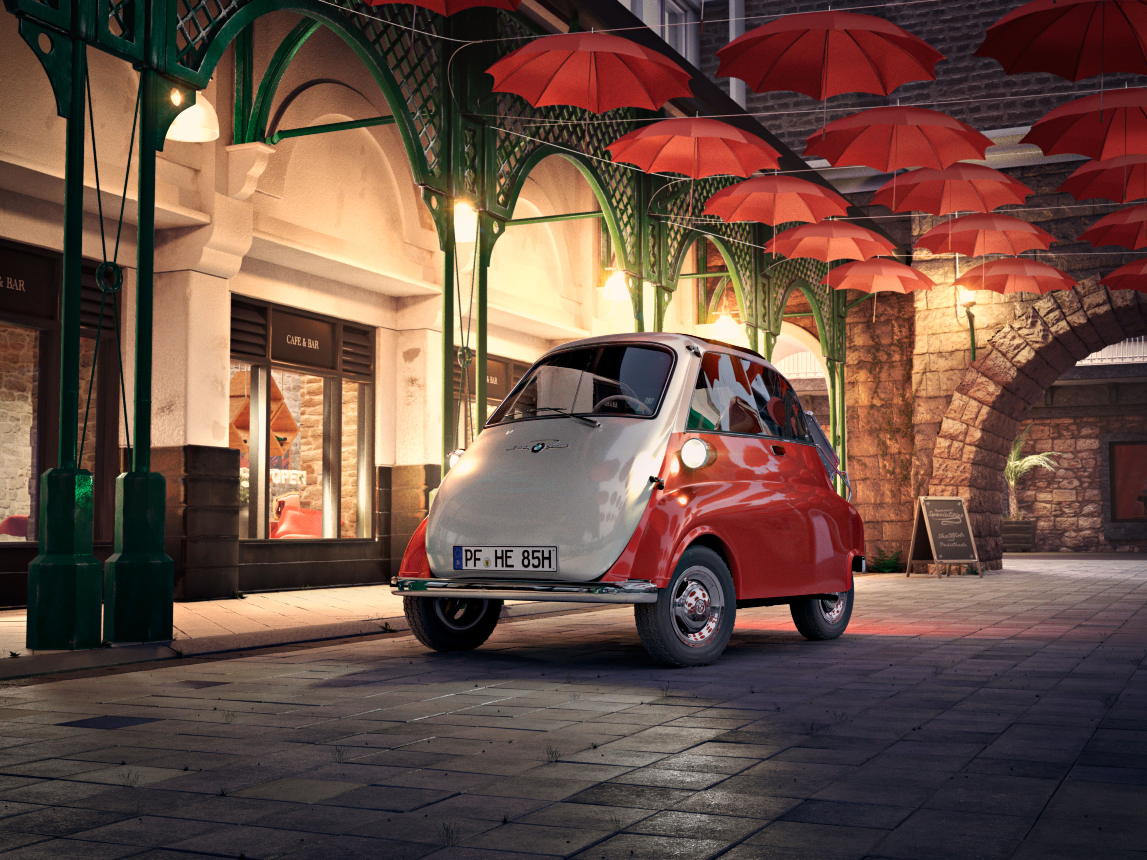 BMW Isetta Fotografie während der blauen Stunde